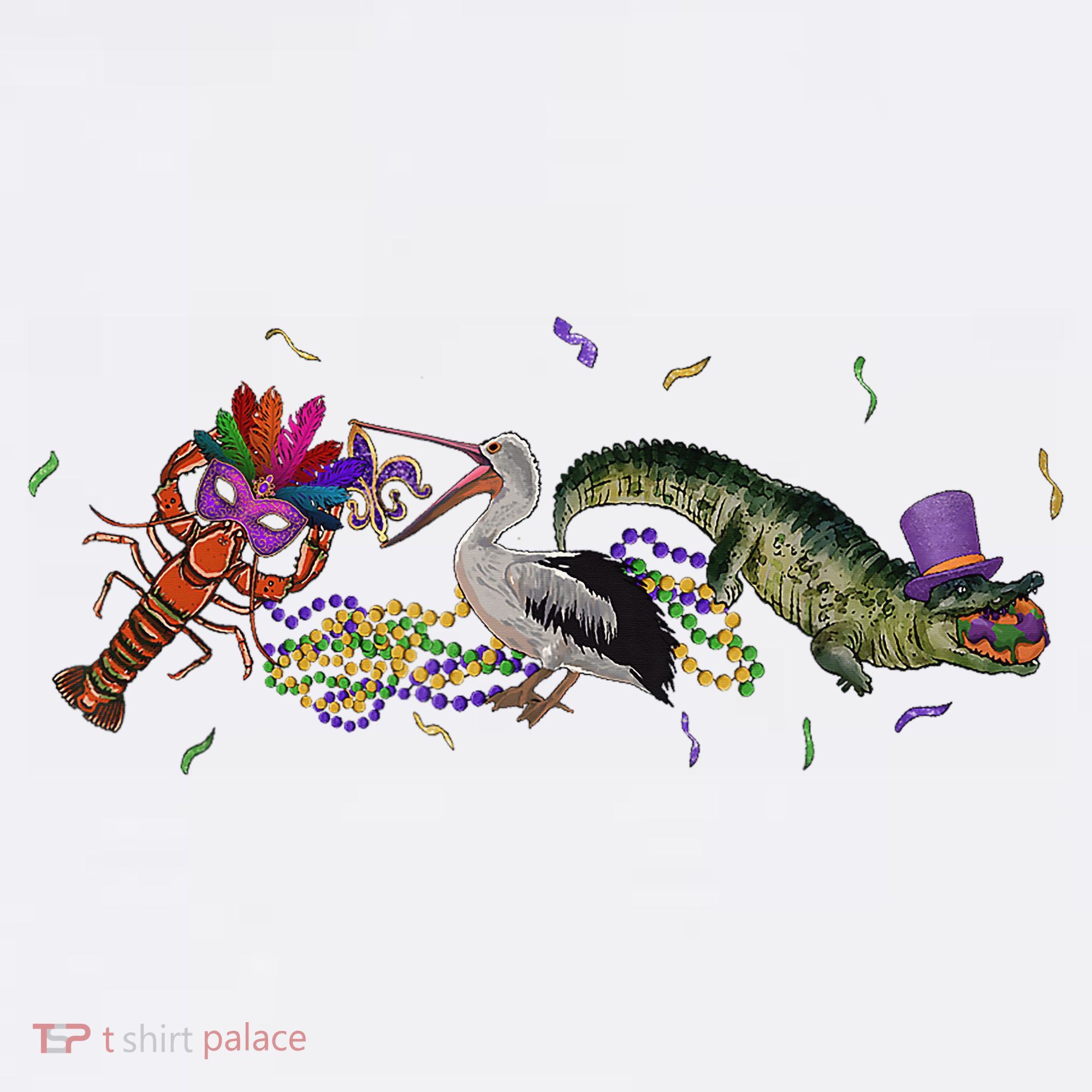 Mardi Gras Alligator Pelican Crawfish New Orleans Carnival Women's Hoodie