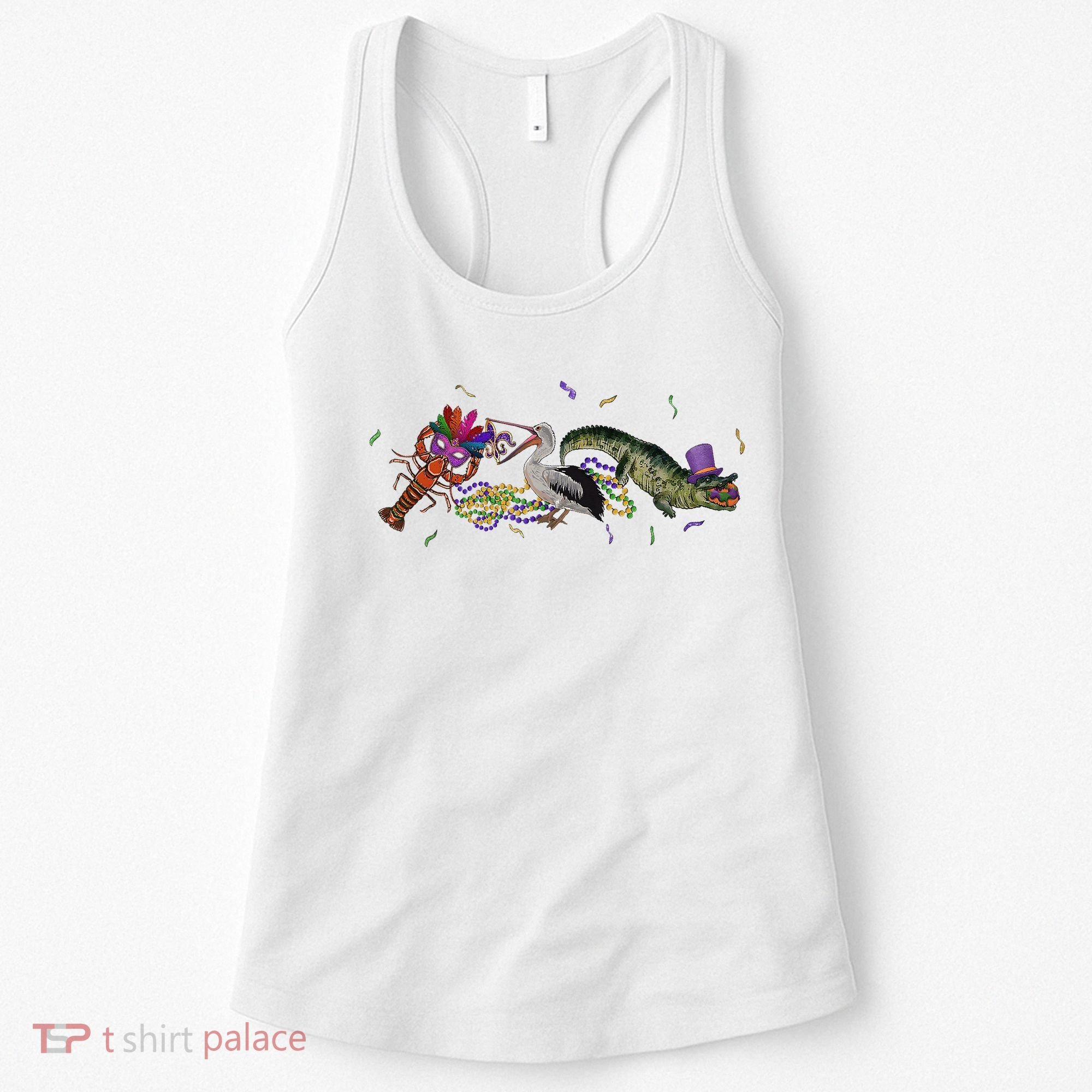 Mardi Gras Alligator Pelican Crawfish New Orleans Carnival Women's Tank Top
