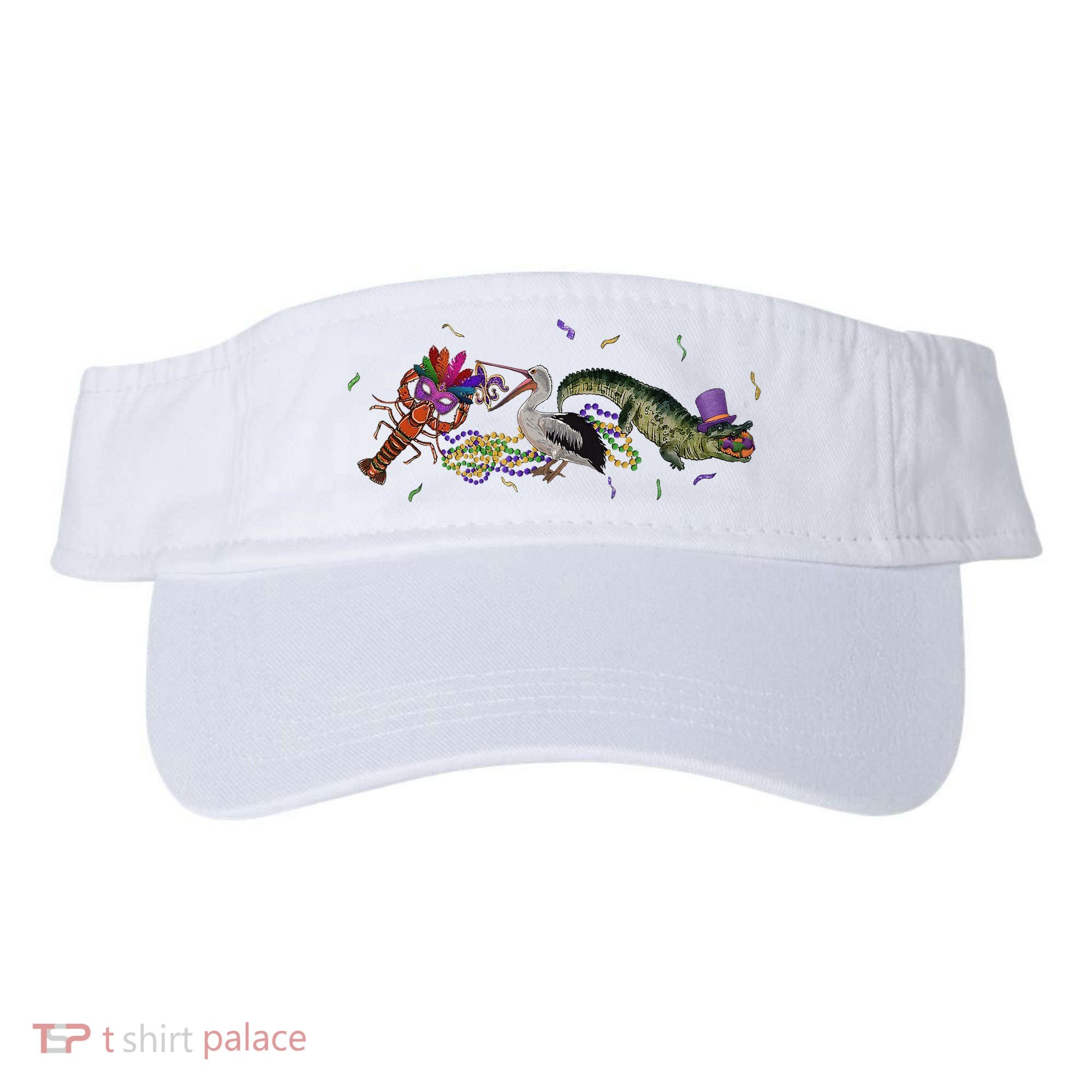 Mardi Gras Alligator Pelican Crawfish New Orleans Carnival Visor