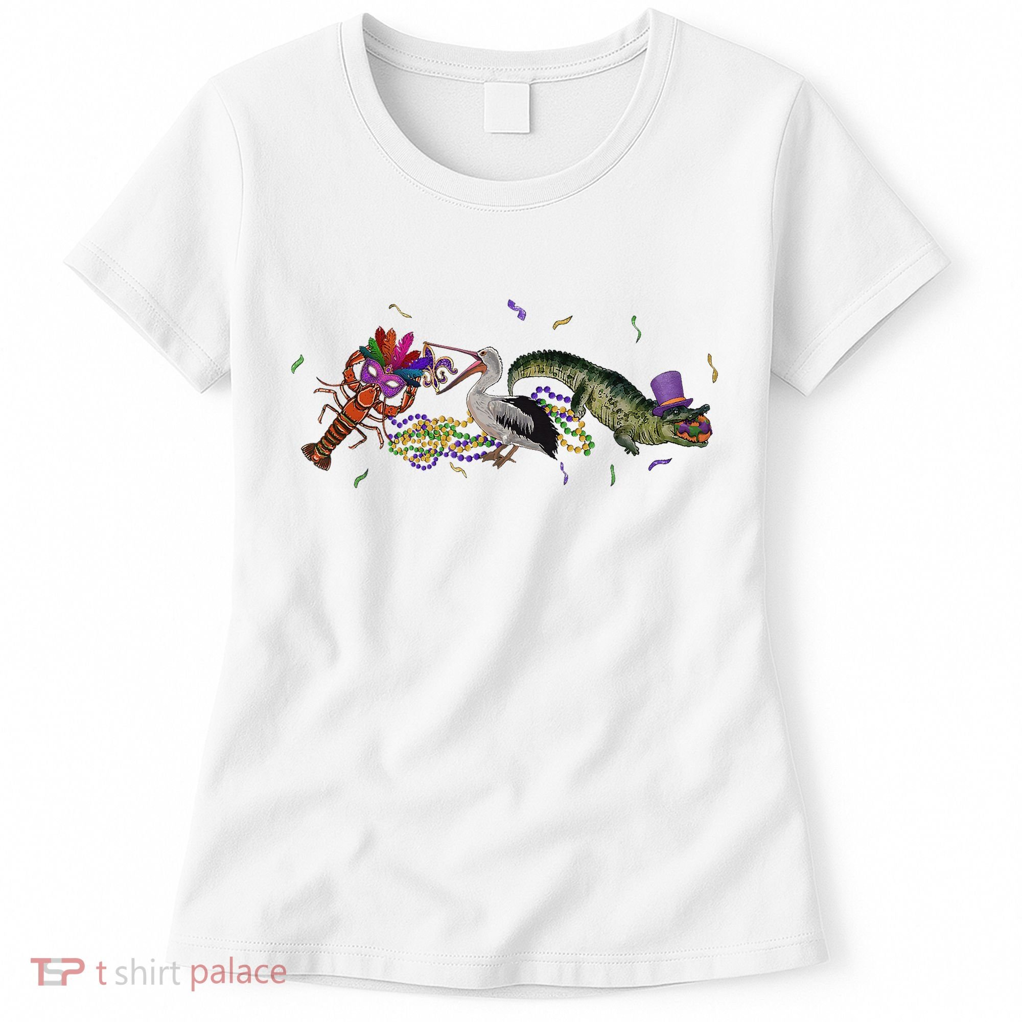 Mardi Gras Alligator Pelican Crawfish New Orleans Carnival Women's T-Shirt