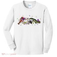 Mardi Gras Alligator Pelican Crawfish New Orleans Carnival Kids Long Sleeve Shirt thumb 0