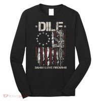 Men Gun American Flag DILF Damn I Love Firearms Long Sleeve Shirt thumb 0