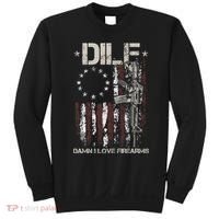 Men Gun American Flag DILF Damn I Love Firearms Sweatshirt thumb 0