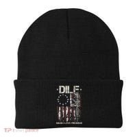 Men Gun American Flag DILF Damn I Love Firearms Beanie thumb 0