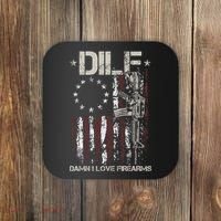 Men Gun American Flag DILF Damn I Love Firearms Coaster thumb 0