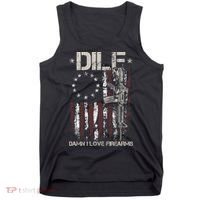 Men Gun American Flag DILF Damn I Love Firearms Tank Top thumb 0