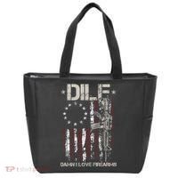Men Gun American Flag DILF Damn I Love Firearms Tote Bag thumb 0