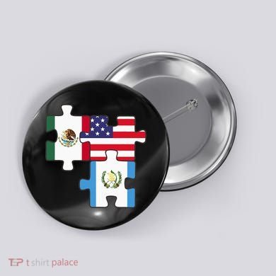 Mexico Guatemala And The USA. Puzzle Design Button