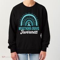 Myasthenia Gravis Awareness Boho Rainbow Wear Teal Ribbon Meaningful Gift Women's Sweatshirt thumb 0