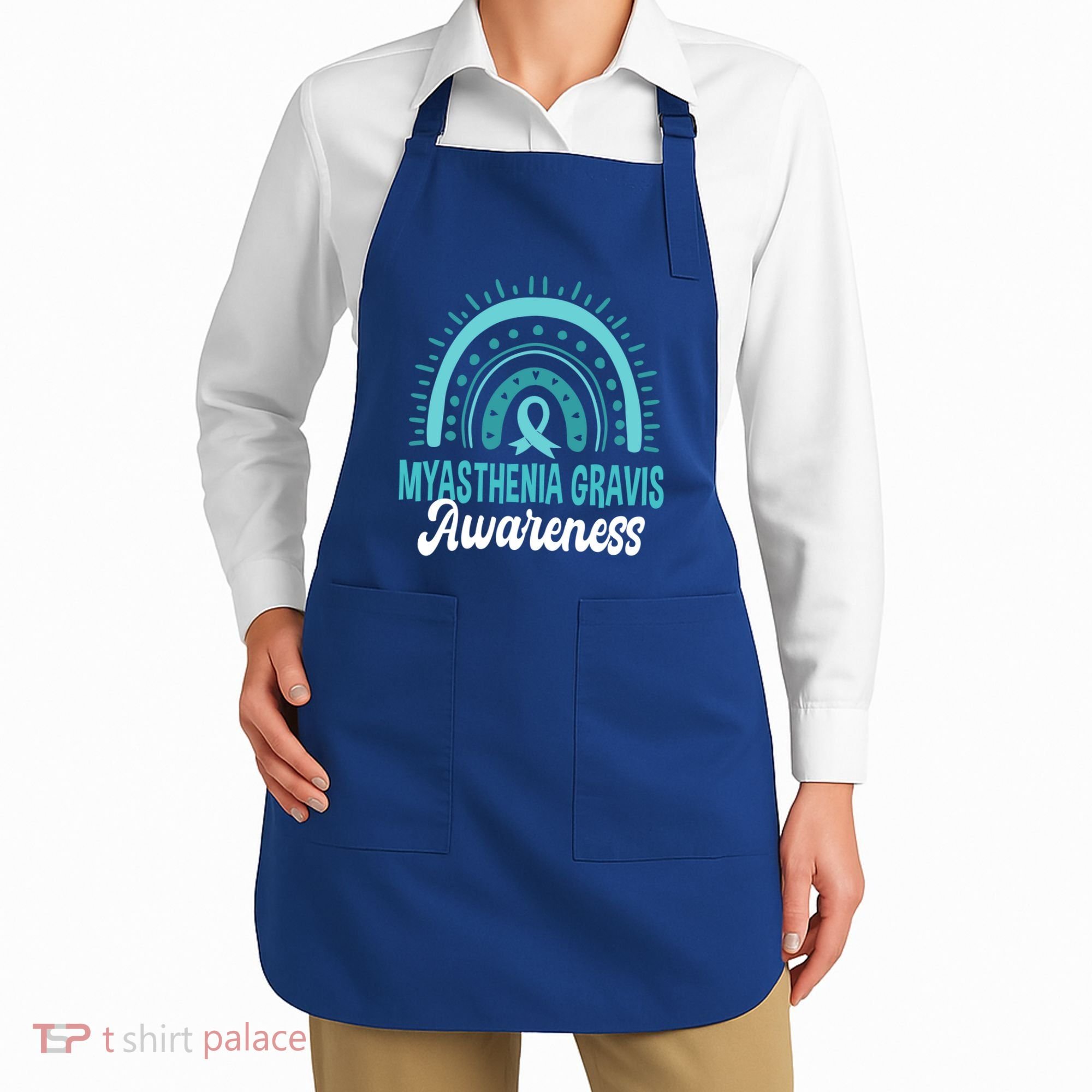 Myasthenia Gravis Awareness Boho Rainbow Wear Teal Ribbon Meaningful Gift Apron