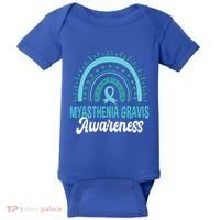 Myasthenia Gravis Awareness Boho Rainbow Wear Teal Ribbon Meaningful Gift Baby Bodysuit thumb 0