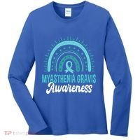Myasthenia Gravis Awareness Boho Rainbow Wear Teal Ribbon Meaningful Gift Women's Long Sleeve Shirt thumb 0