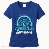 Myasthenia Gravis Awareness Boho Rainbow Wear Teal Ribbon Meaningful Gift Women's T-Shirt thumb 0