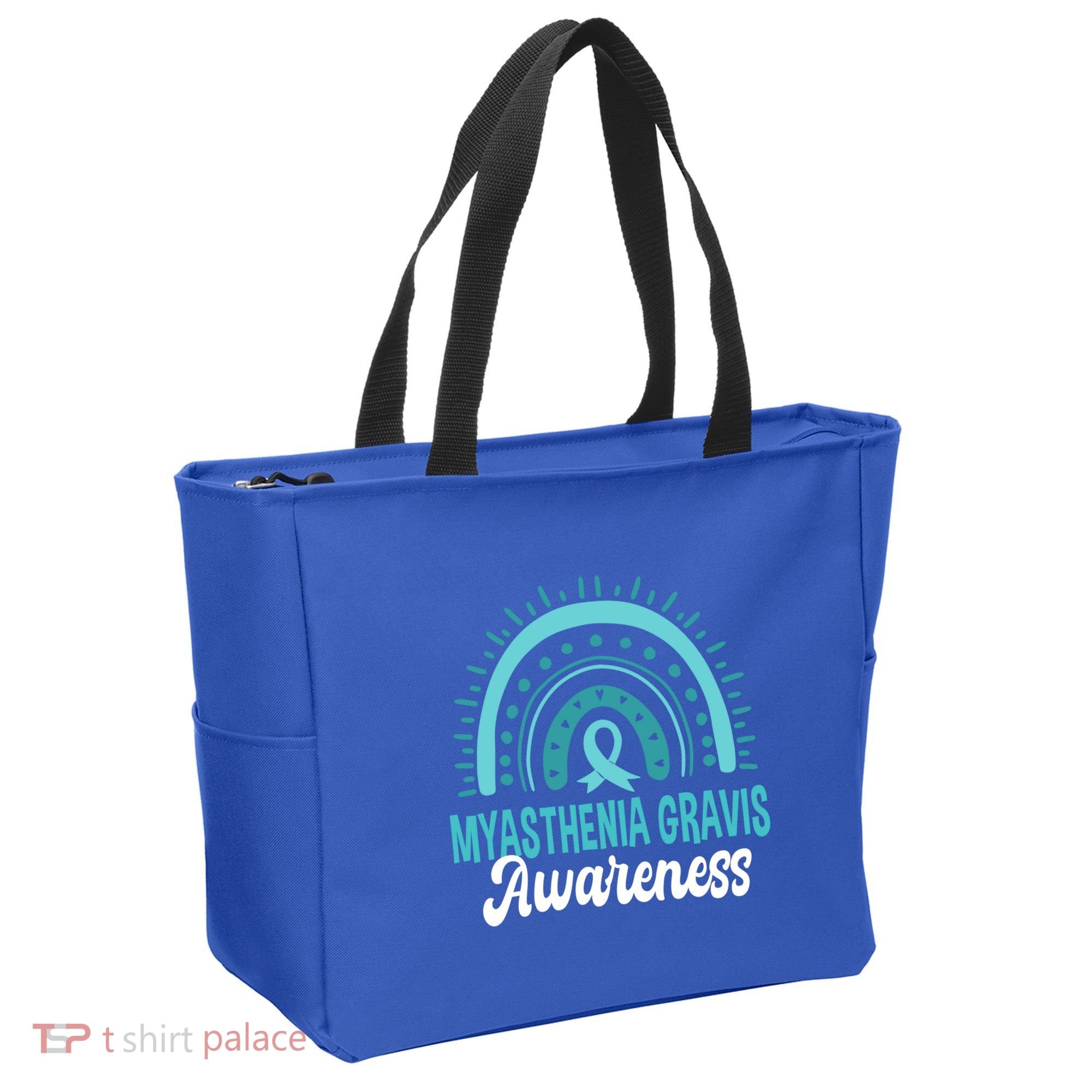 Myasthenia Gravis Awareness Boho Rainbow Wear Teal Ribbon Meaningful Gift Tote Bag