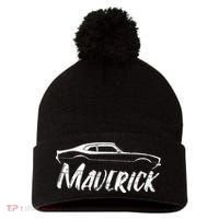 Maverick Grabber American Muscle Car Classic Pom Pom 12in Knit Beanie thumb 0