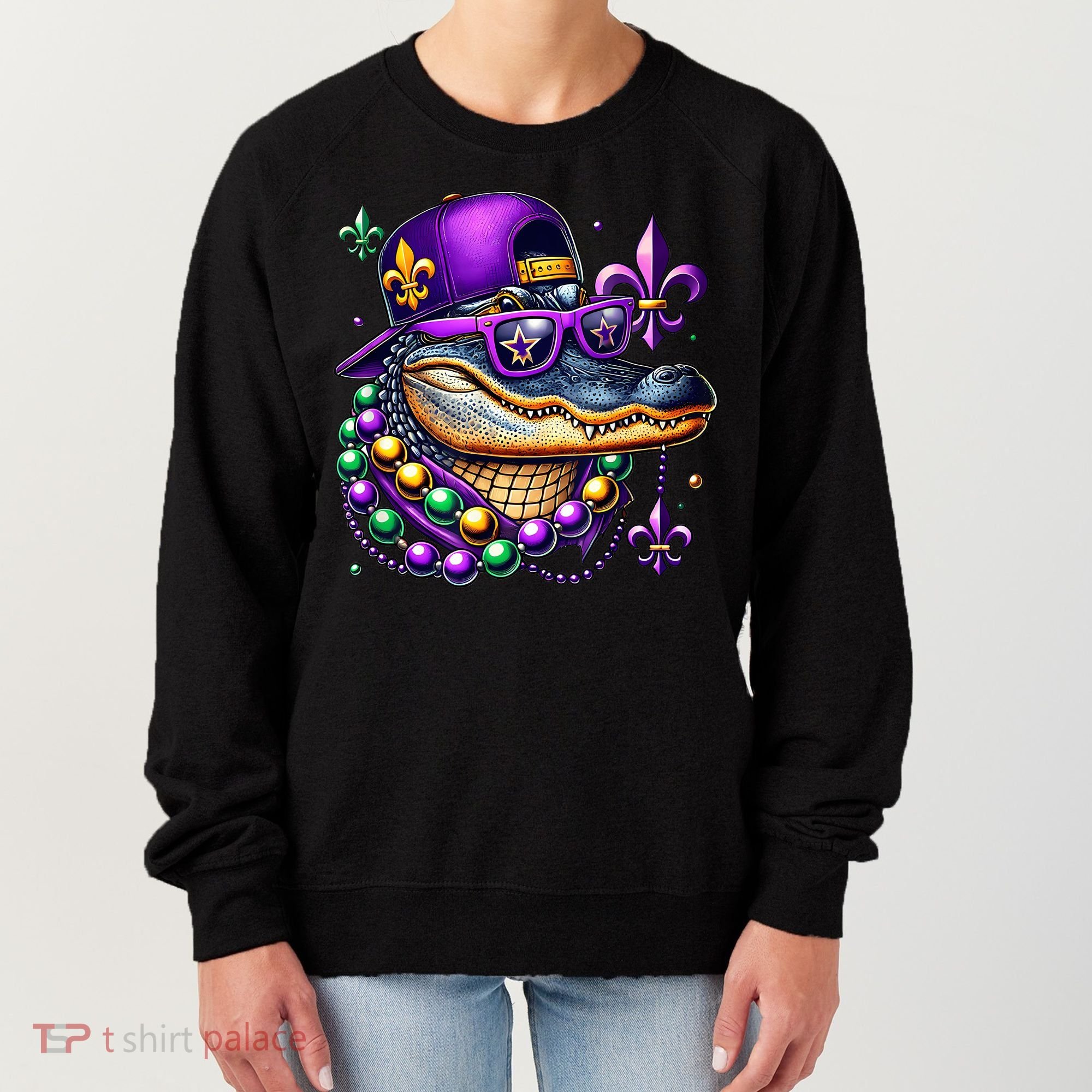 Mardi Gras Alligator Mardigator Crocodile Women's Sweatshirt