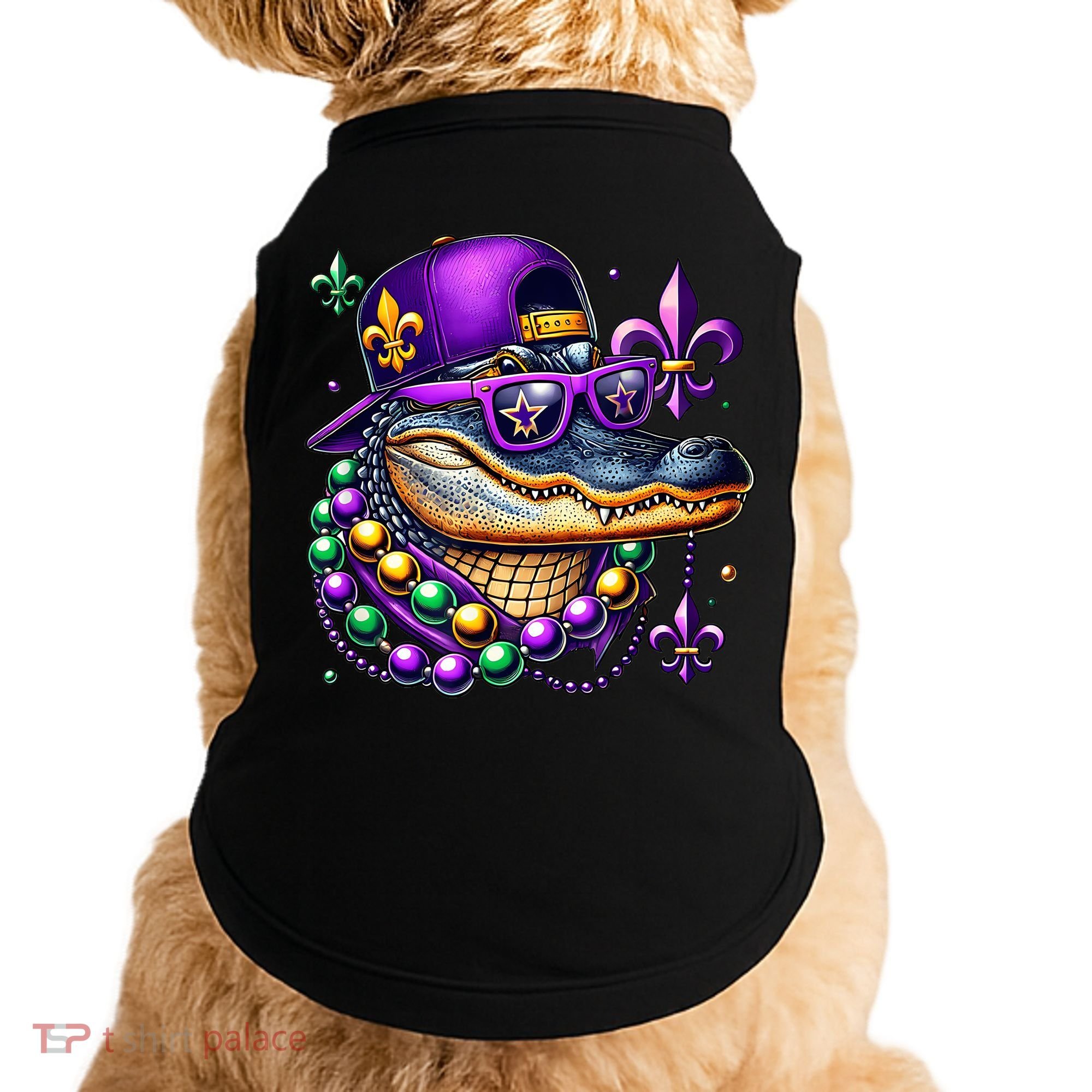 Mardi Gras Alligator Mardigator Crocodile Doggie Tank