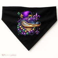 Mardi Gras Alligator Mardigator Crocodile USA-Made Doggie Bandana thumb 0