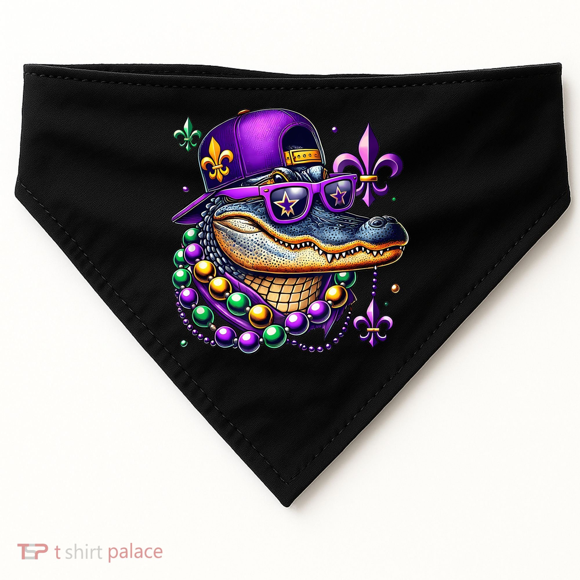 Mardi Gras Alligator Mardigator Crocodile USA-Made Doggie Bandana