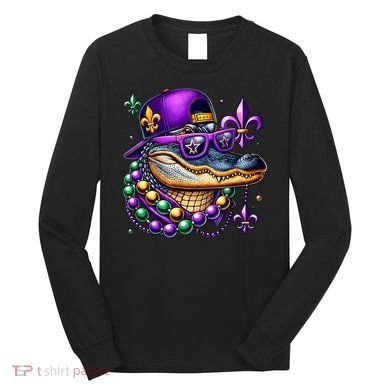 Mardi Gras Alligator Mardigator Crocodile Long Sleeve Shirt