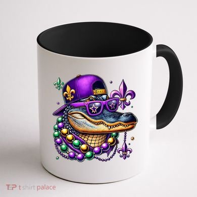Mardi Gras Alligator Mardigator Crocodile Coffee Mug back