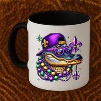 Mardi Gras Alligator Mardigator Crocodile Coffee Mug thumb 2