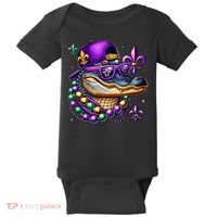 Mardi Gras Alligator Mardigator Crocodile Baby Bodysuit thumb 0