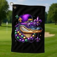 Mardi Gras Alligator Mardigator Crocodile Golf Towel thumb 1