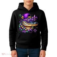 Mardi Gras Alligator Mardigator Crocodile Kids Hoodie thumb 4