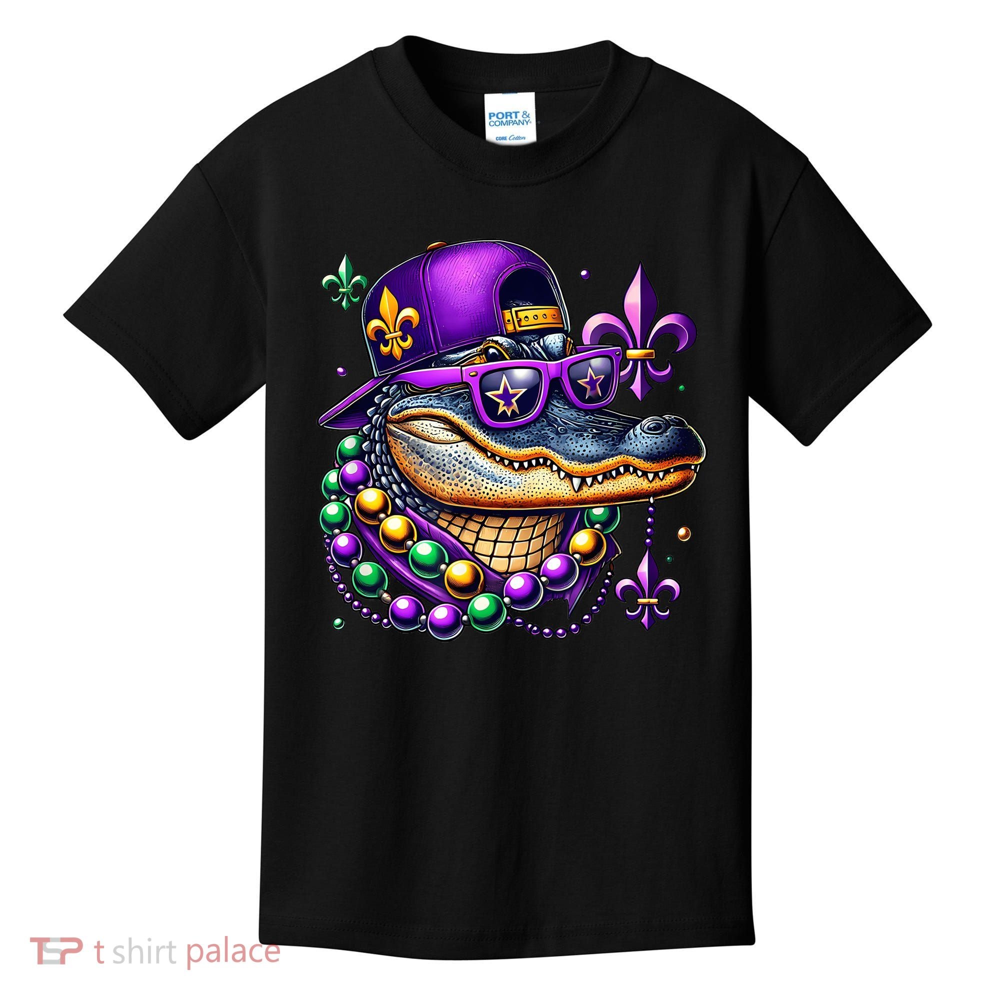 Mardi Gras Alligator Mardigator Crocodile Kids T-Shirt