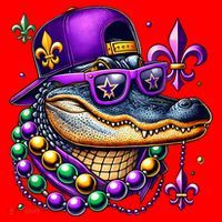 Mardi Gras Alligator Mardigator Crocodile Santa Hat thumb 1