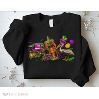 Mardi Gras ABC Alligator Brown Pelican Crawfish Louisiana Sweatshirt thumb 2