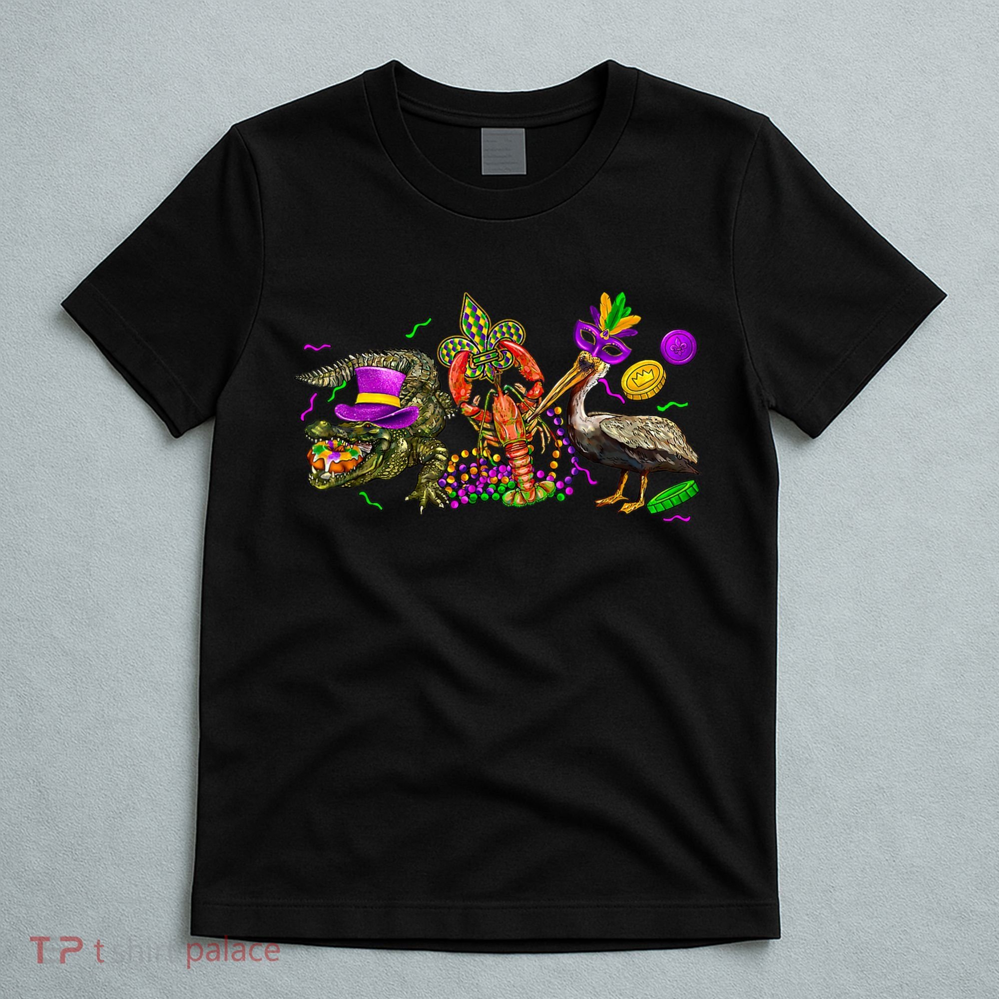 Mardi Gras ABC Alligator Brown Pelican Crawfish Louisiana T-Shirt