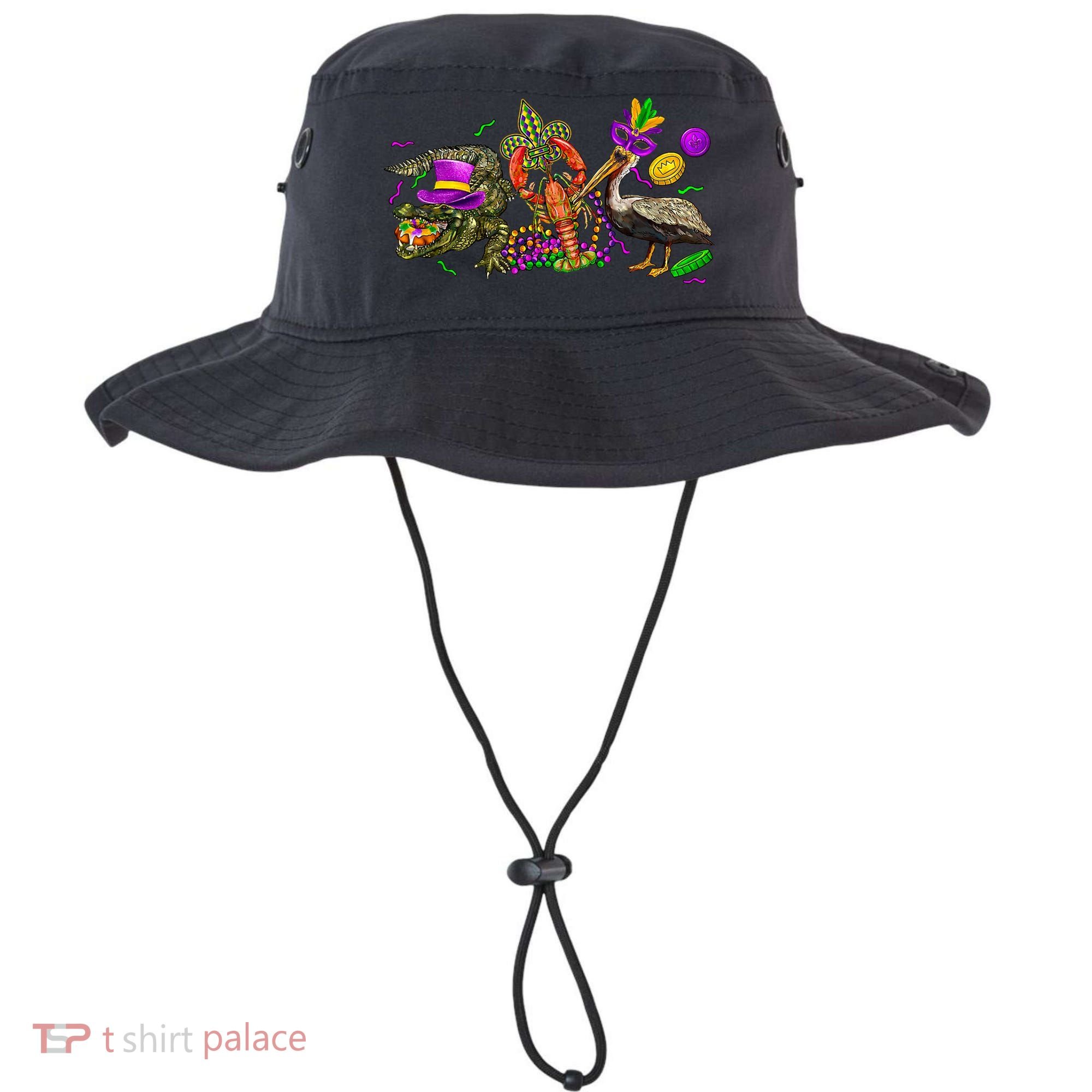 Mardi Gras ABC Alligator Brown Pelican Crawfish Louisiana Bucket Hat
