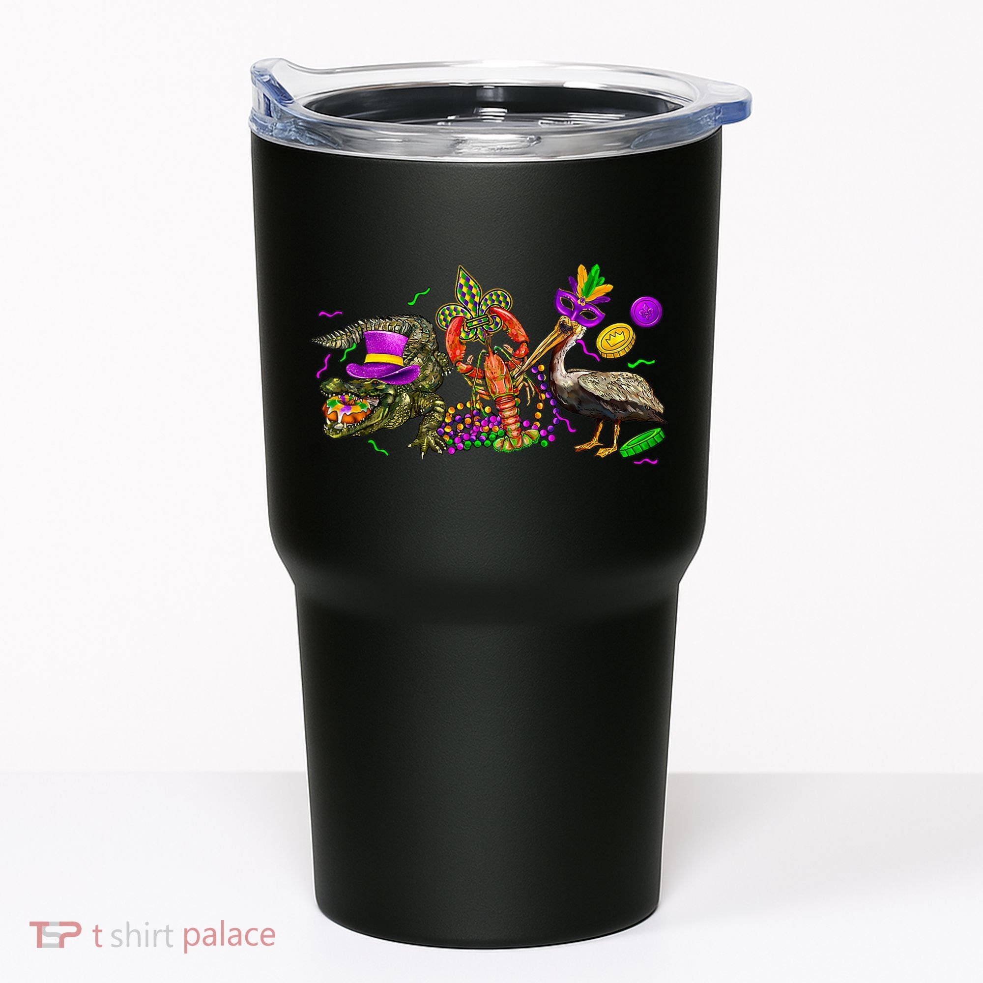 Mardi Gras ABC Alligator Brown Pelican Crawfish Louisiana Tumbler