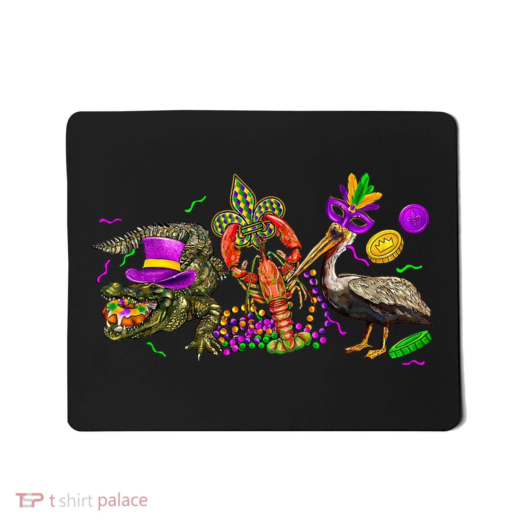 Mardi Gras ABC Alligator Brown Pelican Crawfish Louisiana Mousepad