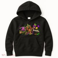 Mardi Gras ABC Alligator Brown Pelican Crawfish Louisiana Kids Hoodie thumb 0