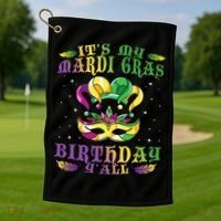 Mardi Gras Birthday Tee It's My Mardi Gras Birthday Y'all Golf Towel thumb 1