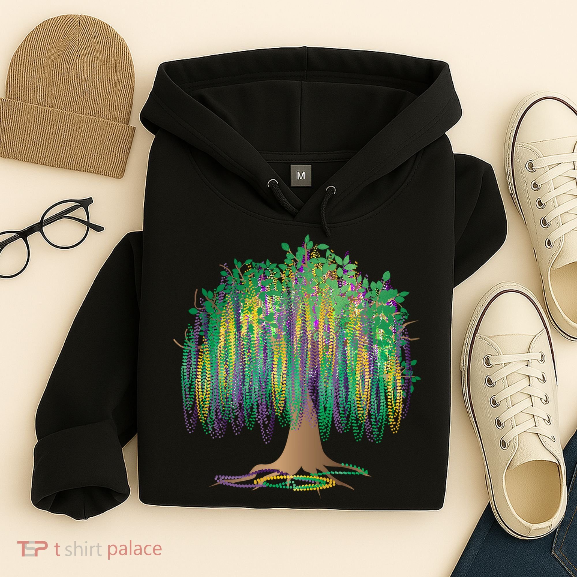 Mardi Gras Bead Tree Celebration Hoodie