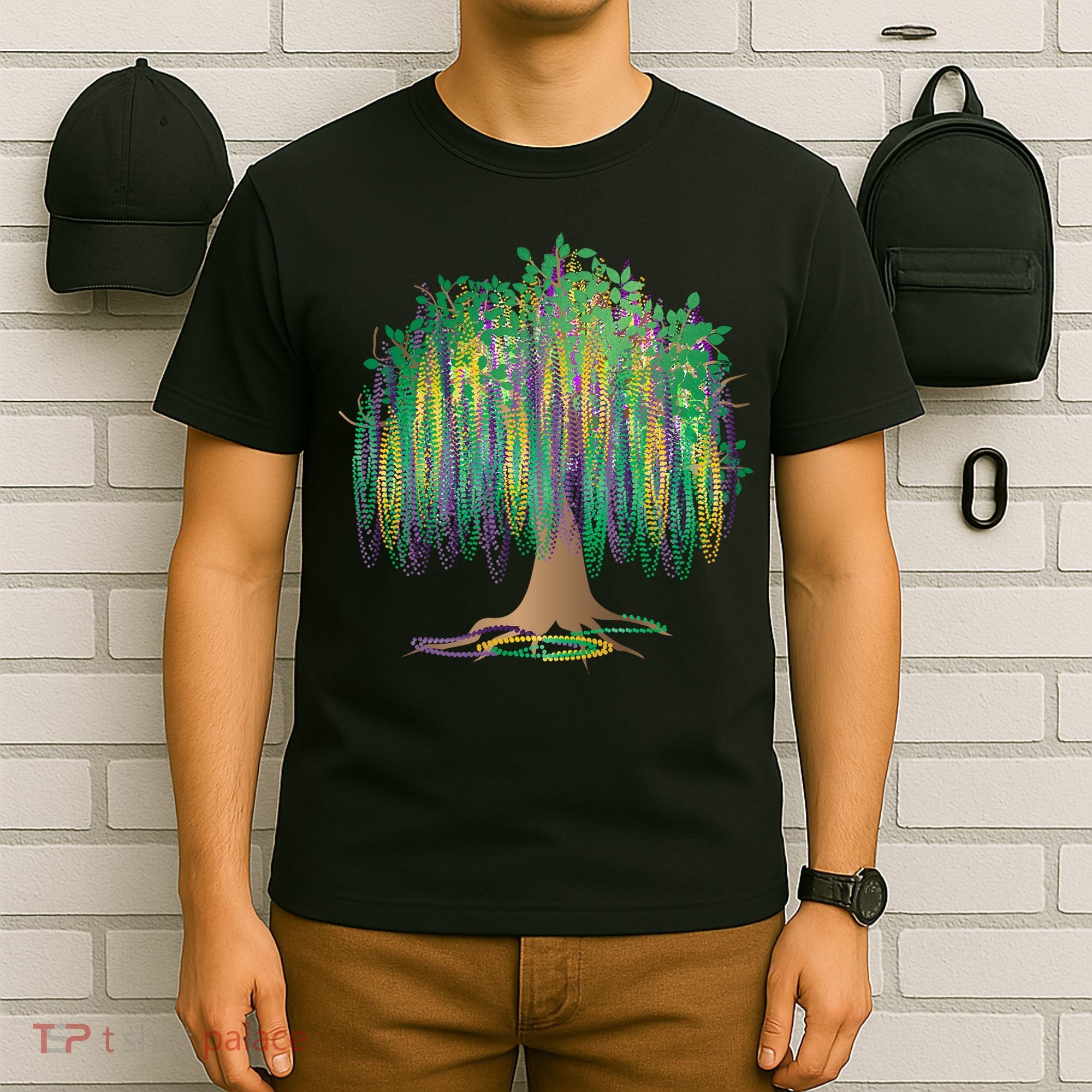 Mardi Gras Bead Tree Celebration T-Shirt