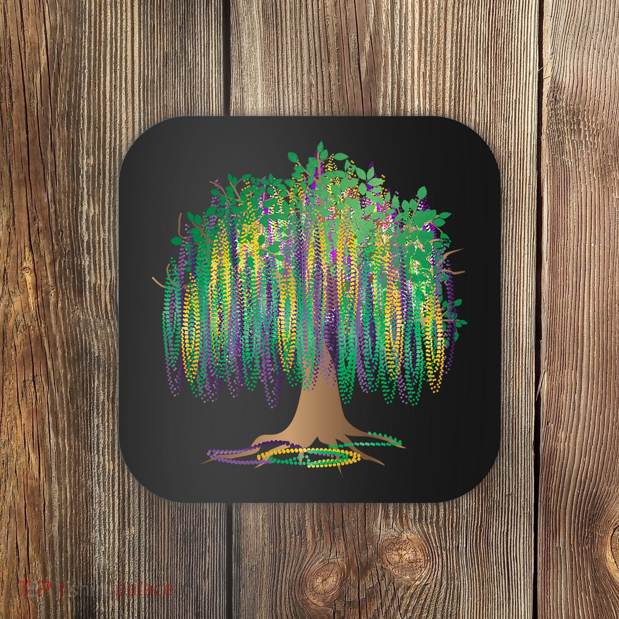 Mardi Gras Bead Tree Celebration Coaster