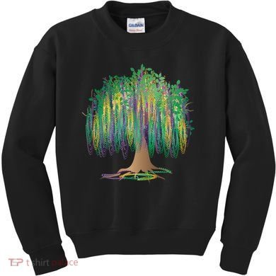 Mardi Gras Bead Tree Celebration Kids Sweatshirt