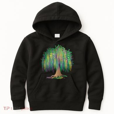 Mardi Gras Bead Tree Celebration Kids Hoodie