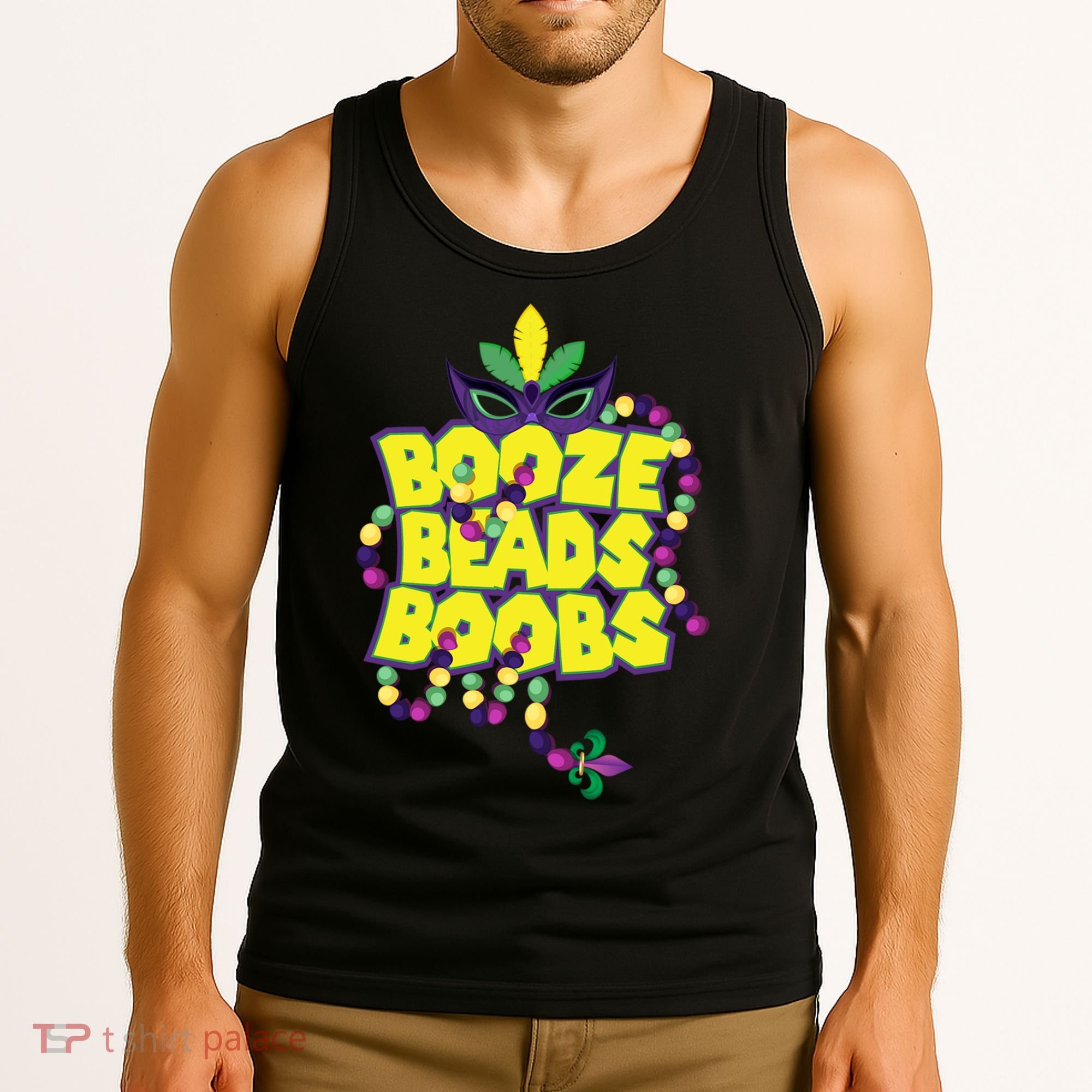 Mardi Gras Booze Beads Boobs Celebration Tank Top