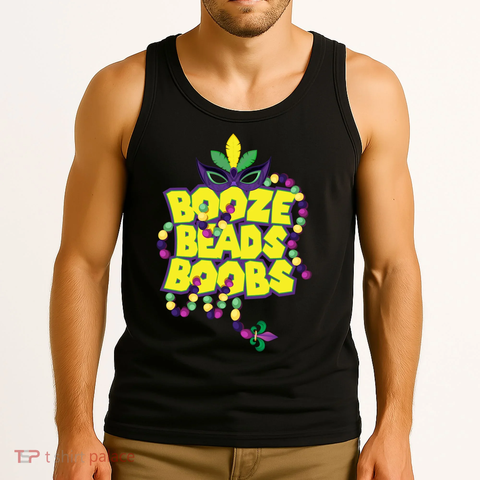 Mardi Gras Booze Beads Boobs Celebration Tank Top