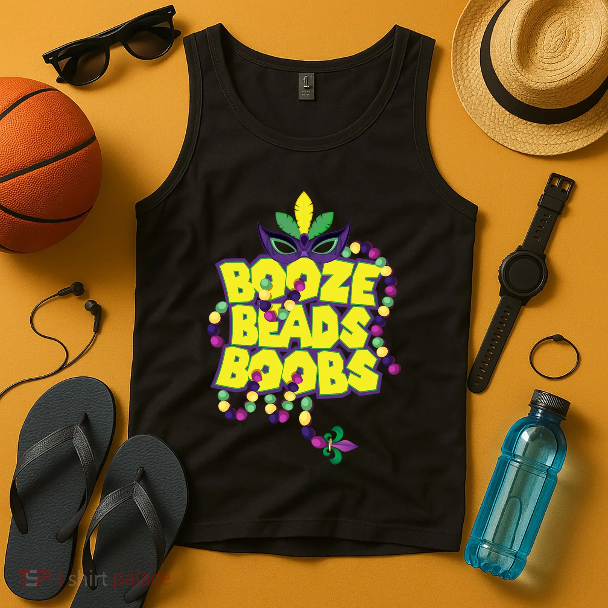 Mardi Gras Booze Beads Boobs Celebration Tank Top
