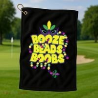 Mardi Gras Booze Beads Boobs Celebration Golf Towel thumb 1