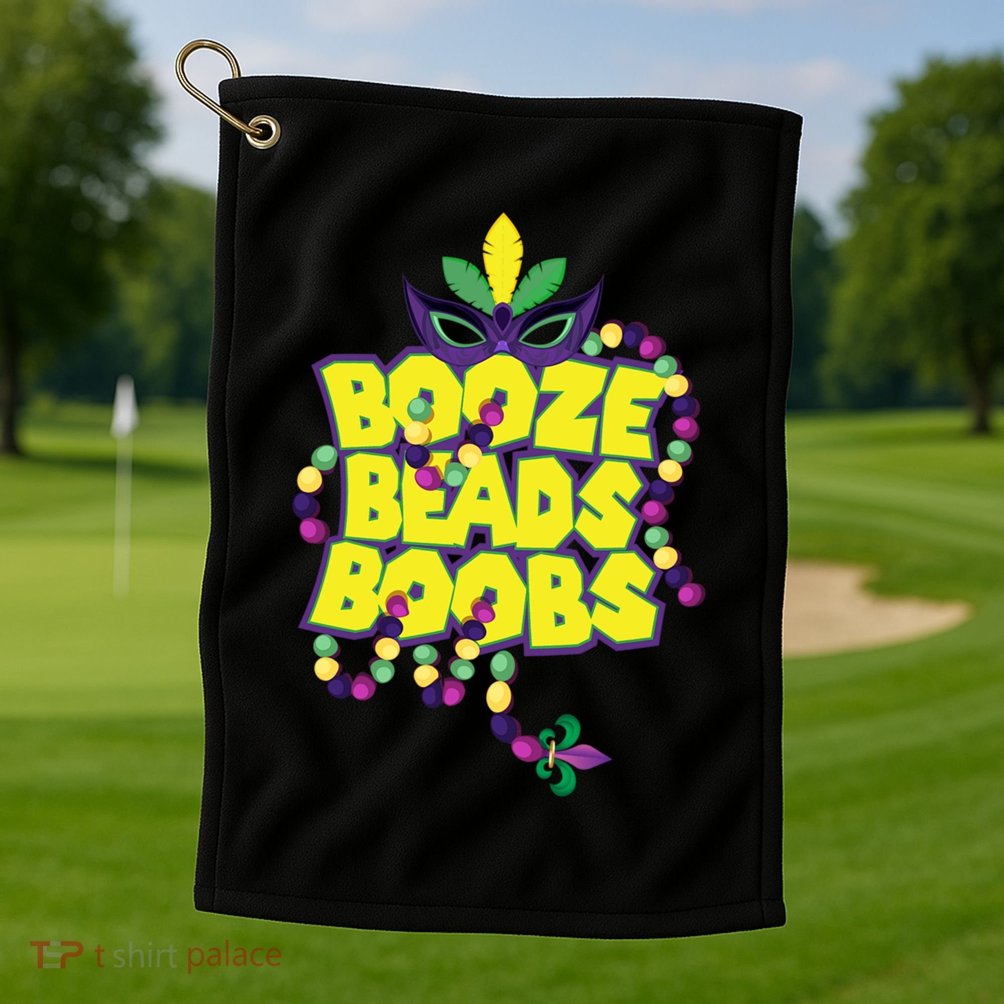 Mardi Gras Booze Beads Boobs Celebration Golf Towel