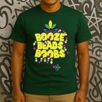 Mardi Gras Booze Beads Boobs Celebration T-Shirt thumb 3