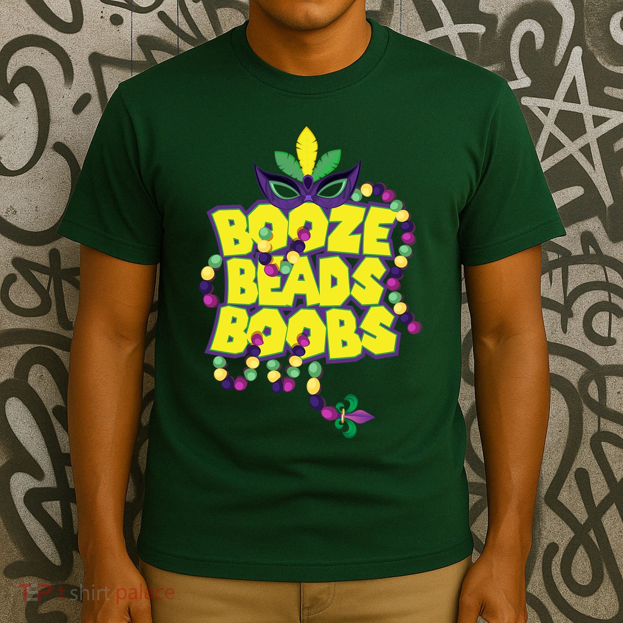 Mardi Gras Booze Beads Boobs Celebration T-Shirt